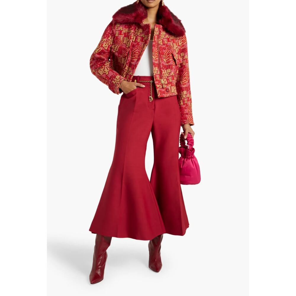Zimmermann Kaleidoscope Crop Flare Pants Pomegranate NWT Size 6